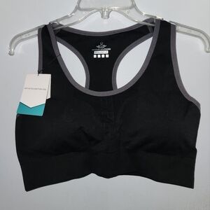 NWT HeathYoga Black Gray Padded High Impact Sports Bra XXXL